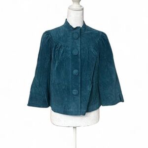 2000s twee teal suede jacket